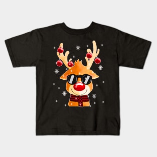 Funny reindeer Rudolf for a Christmas lover Kids T-Shirt